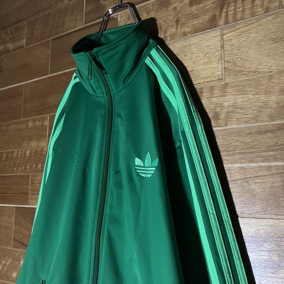【美品】adidas トラックジャケット　ジャージ　刺繍　ハイネック　緑　XL