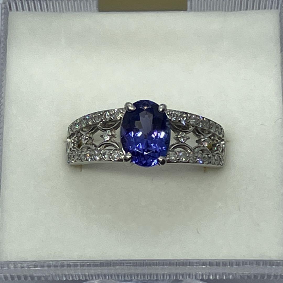 猫　天然タンザナイト1.29ct D0.29ct リングPt900 12号