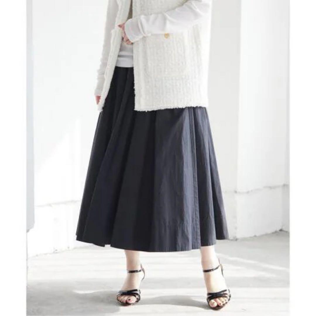 23SS IENAイエナ タイプライターギャザータックスカート◆タフタフレア 23SS IENAイエナ タイプライターギャザータックスカート