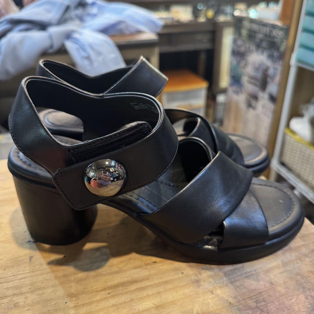 E132◆ECCO　レザーヒールサンダル　Sculpted　Lx55　24cm