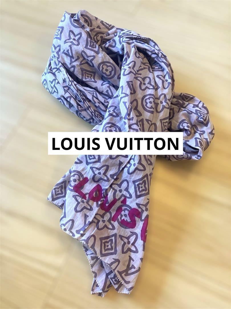 【美品LOUIS VUITTON】スカーフ ストール大判　ラベンダー モノグラム小物