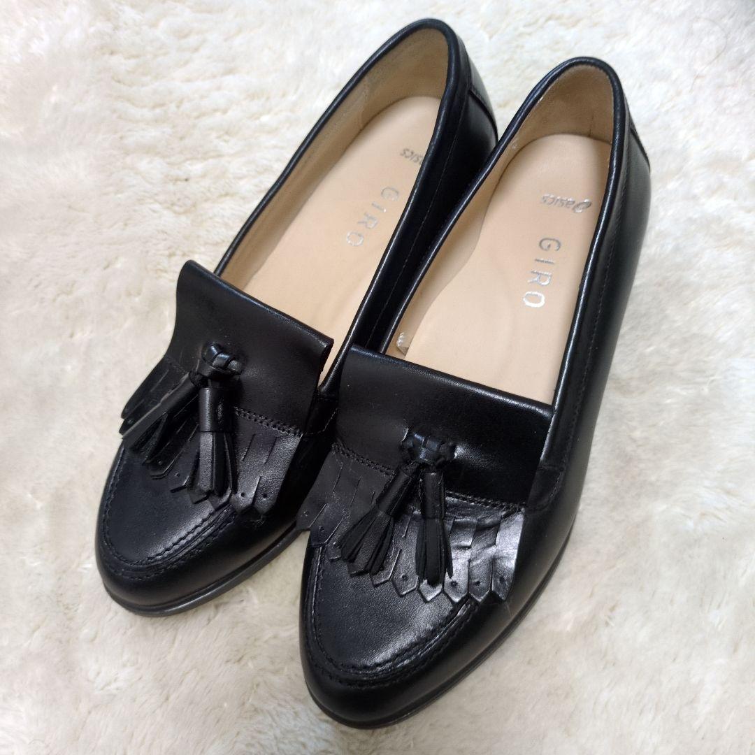 美品　アシックス　GIRO タッセルローファー　黒　23