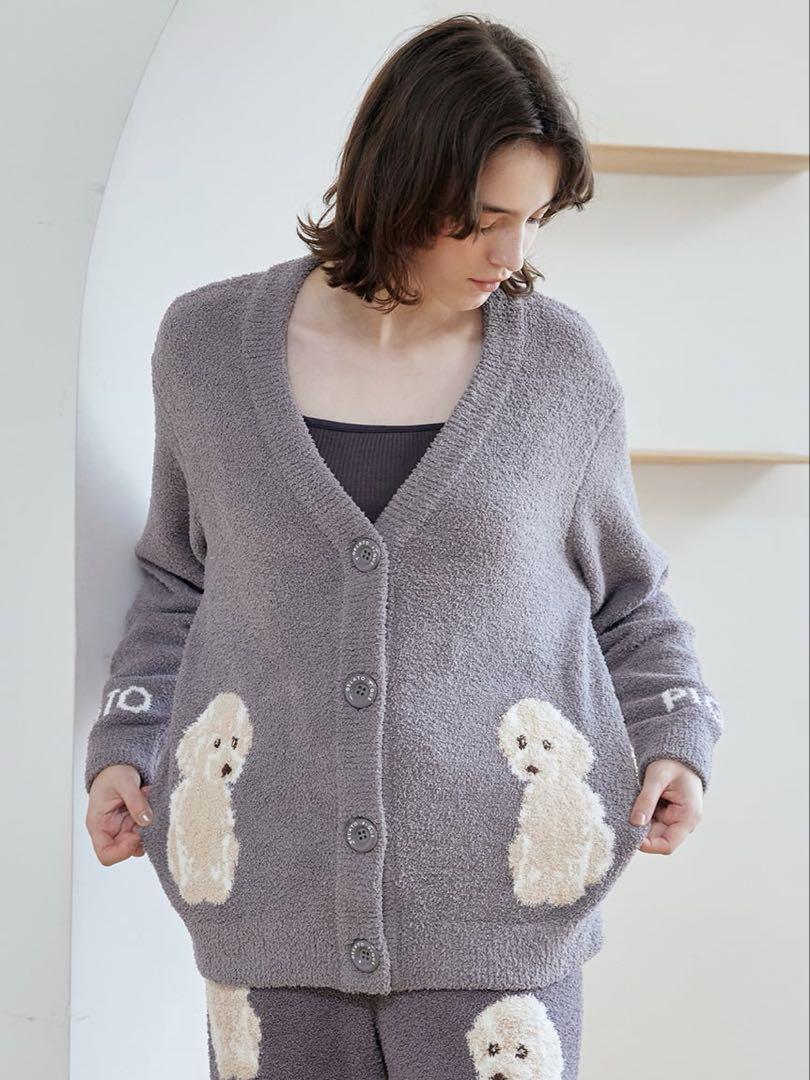 ジェラートピケ　【UNISEX】トイプードルジャガードカーディガン