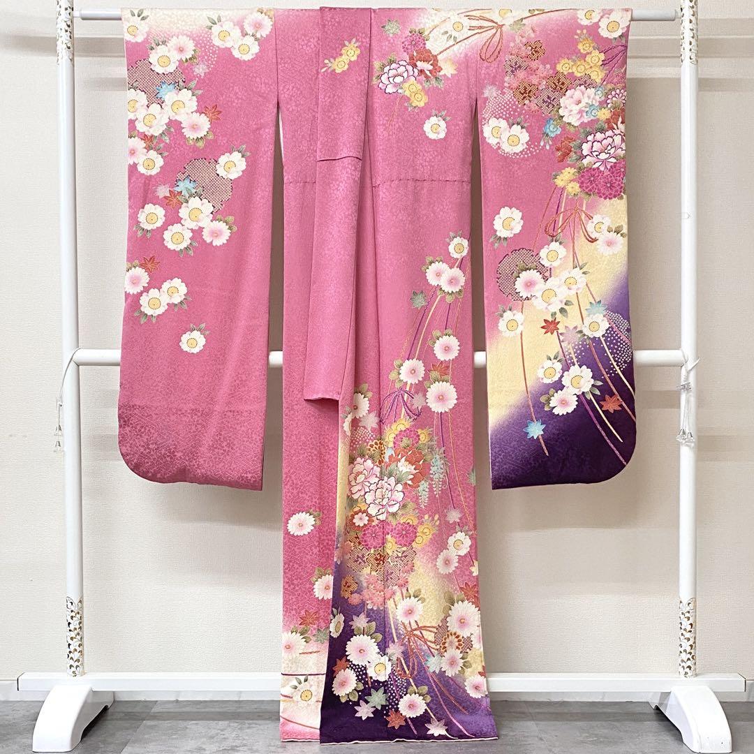 最先端 akmx169 正絹 振袖 ピンク パールトーン加工 9号 花柄 - メルカリ 着物・浴衣