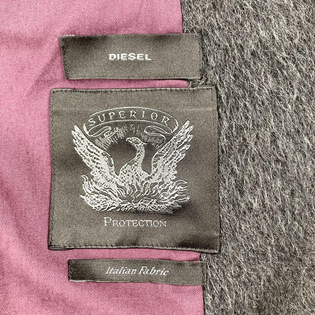 DIESEL ディーゼル モヘアロングチェスターコート ジップ袖