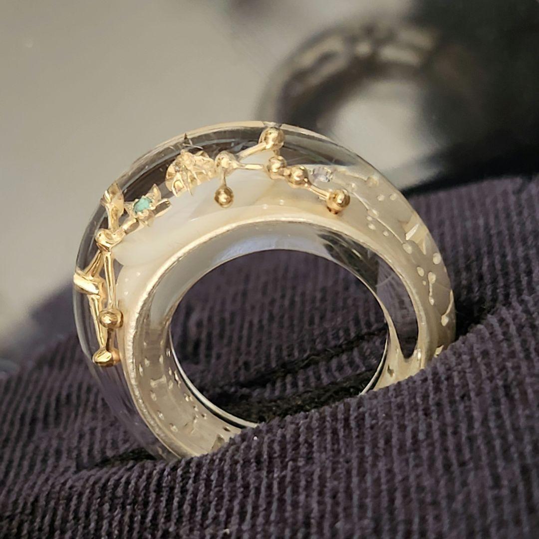みるく　STAR JEWELRY 2024 アクリルリング　9号サイズ CLEAR CELESTIAL RING(2SR1510)SV925/K10 リング｜スター