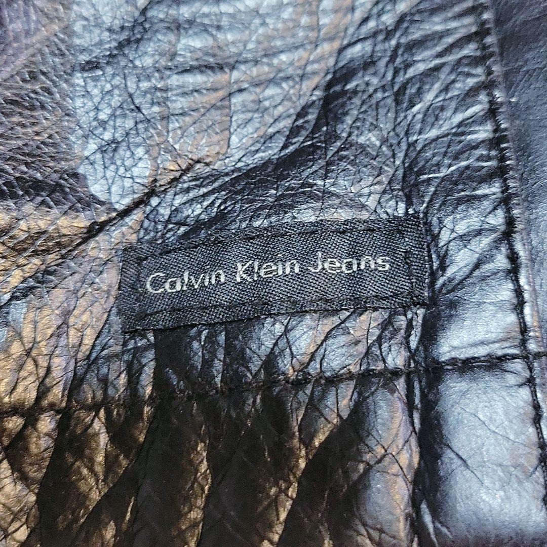 レア✨CALVIN KLEIN シングルライダース レザージャケット　イタリア製