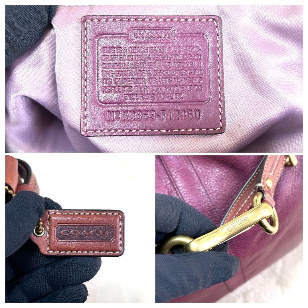 美品✨ コーチ　ショルダーバッグ　トートバッグ　レザー　シボ革　F12460