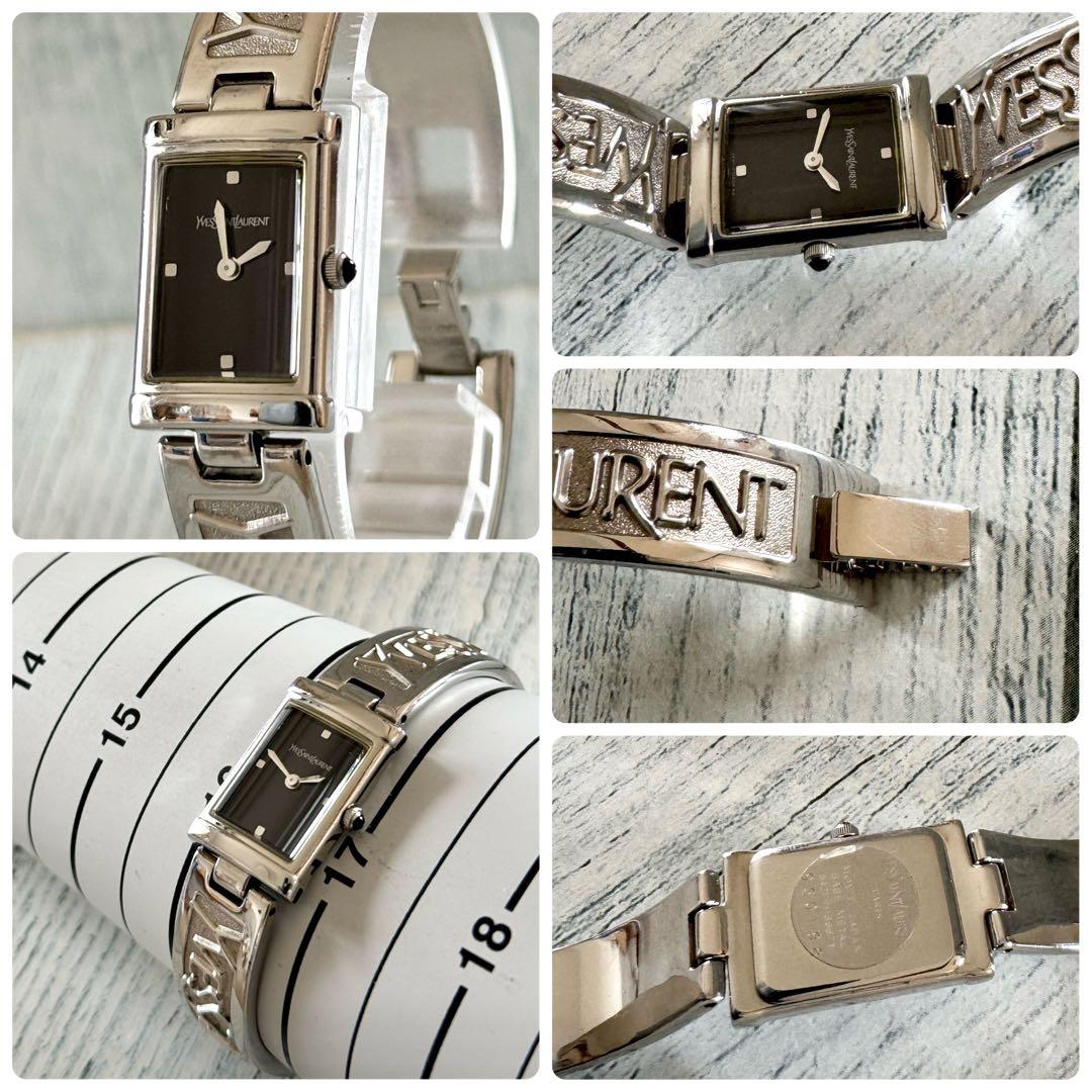 【電池交換済】Yves Saint Laurent 腕時計 バングル 黒ゴールド 電池交換済.】Yves Saint Laurent 腕時計 バングル 黒 - メルカリ