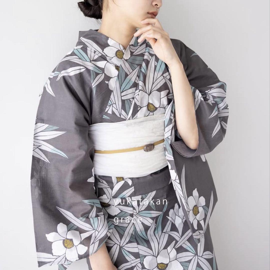 浴衣館グレース 浴衣 水色 花柄 浴衣単品 （浴衣 絵羽 鯨 紺 海