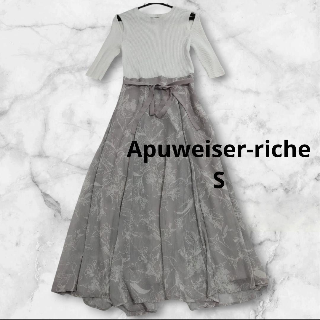 Apuweiser-riche　ニットコンビフラワーワンピース　Sドッキング