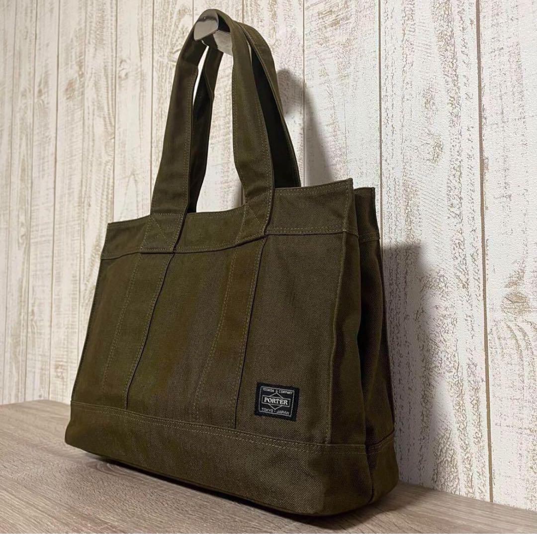 希少 美品 ポーター スモーキー トートバッグ カーキ キャンバス