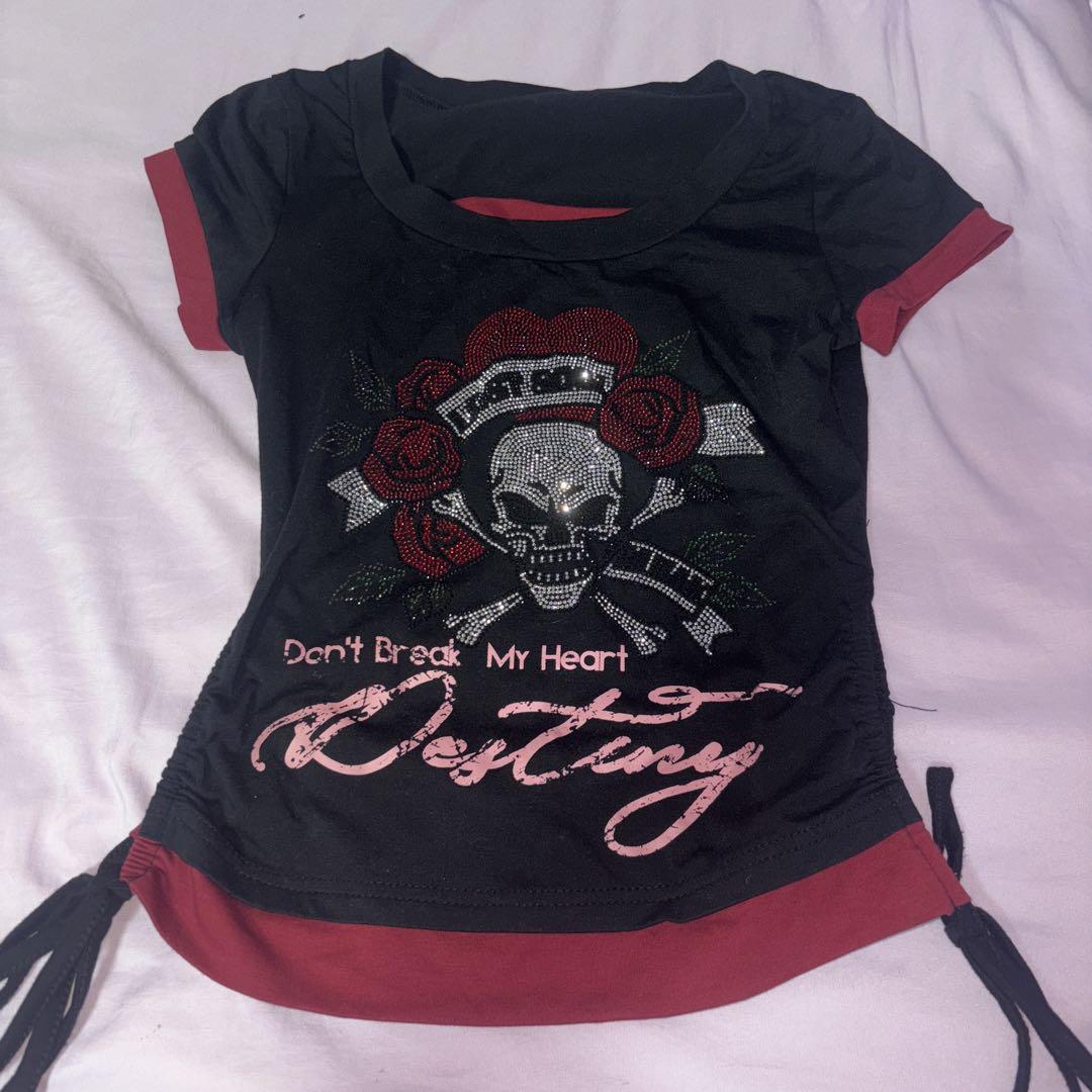 y2k✨️00s Ed Hardy 名作 ラブキル スカル 両面ロゴ ピチT Ed Hardy系 スカル お兄系 ダークコア Tシャツ y2k 00s - メルカリ