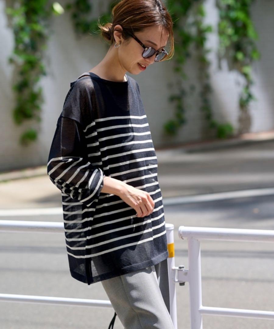 新品 フレームワーク FRAME WORK シアーバスクニットTee ネイビー