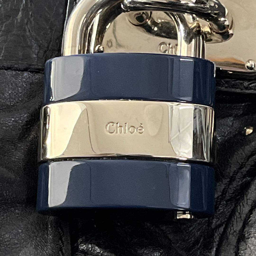 Chloe クロエ ハンドバッグ パディントン 肩掛け可 南京錠 黒 レザー