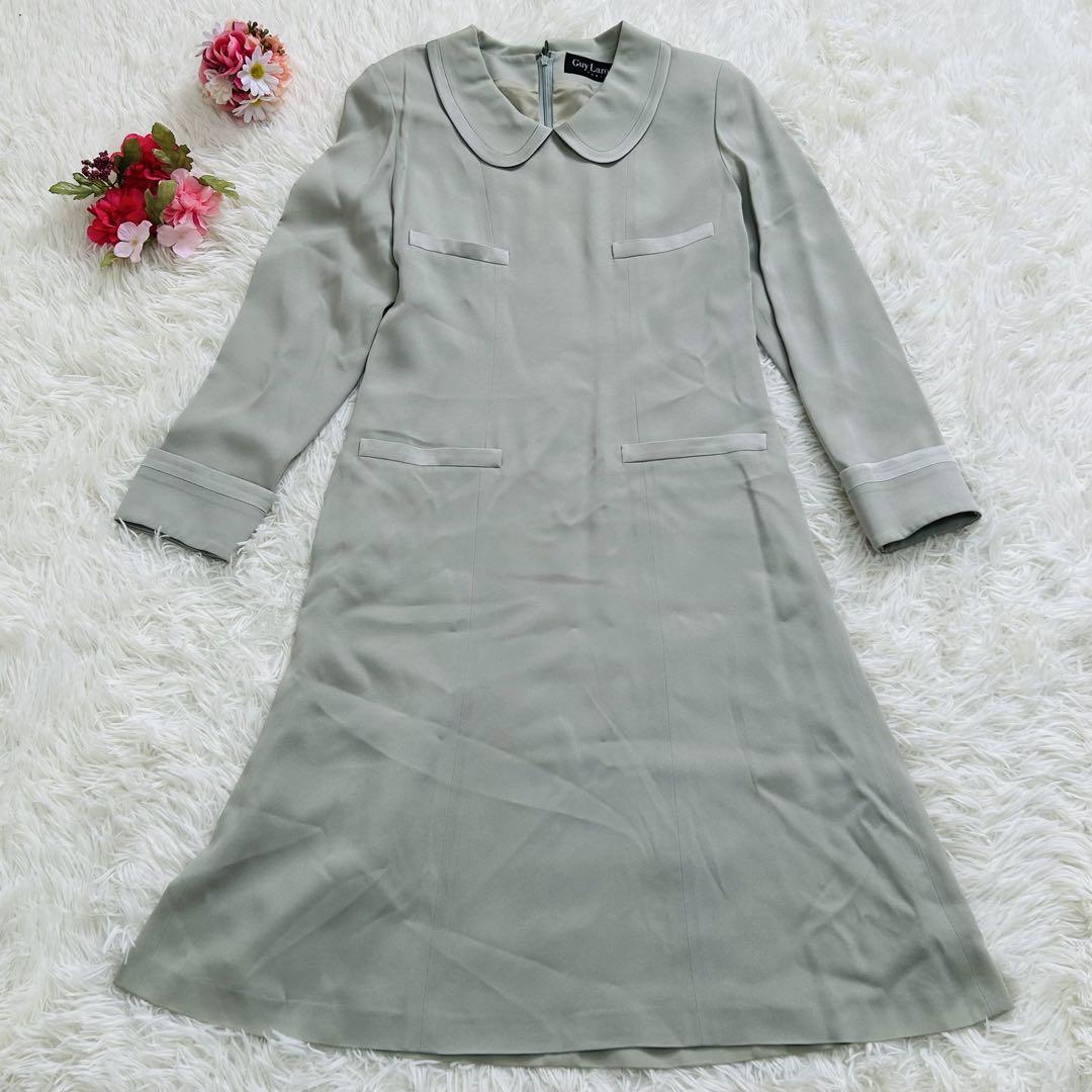 Guy Laroche PARIS レトロ　上品　Aラインワンピース　くすみワンピース
