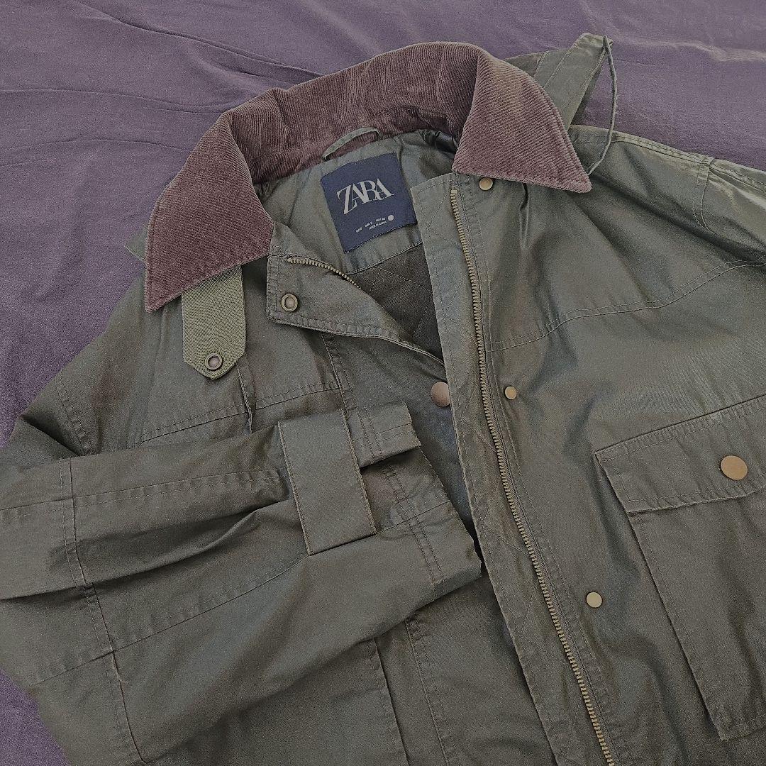 ZARA　ザラ ワックスフィニッシュジャケット S カーキ ZARA ザラ ワックスフィニッシュジャケット S カーキ