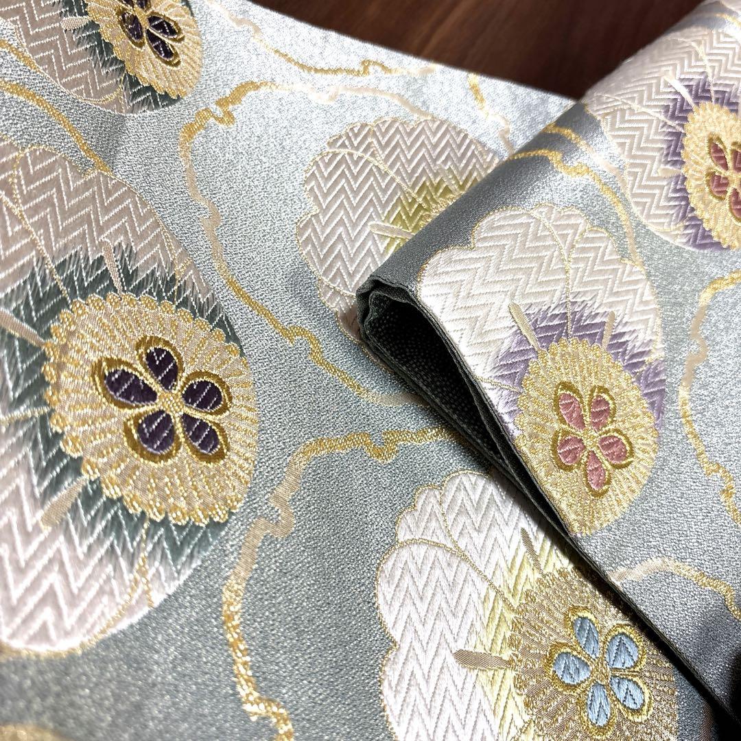 正絹 六通袋帯【伯金織 刺繍 雪輪】 No.1755 正絹 六通袋帯【伯金織 刺繍 雪輪】 No.1755 - メルカリ