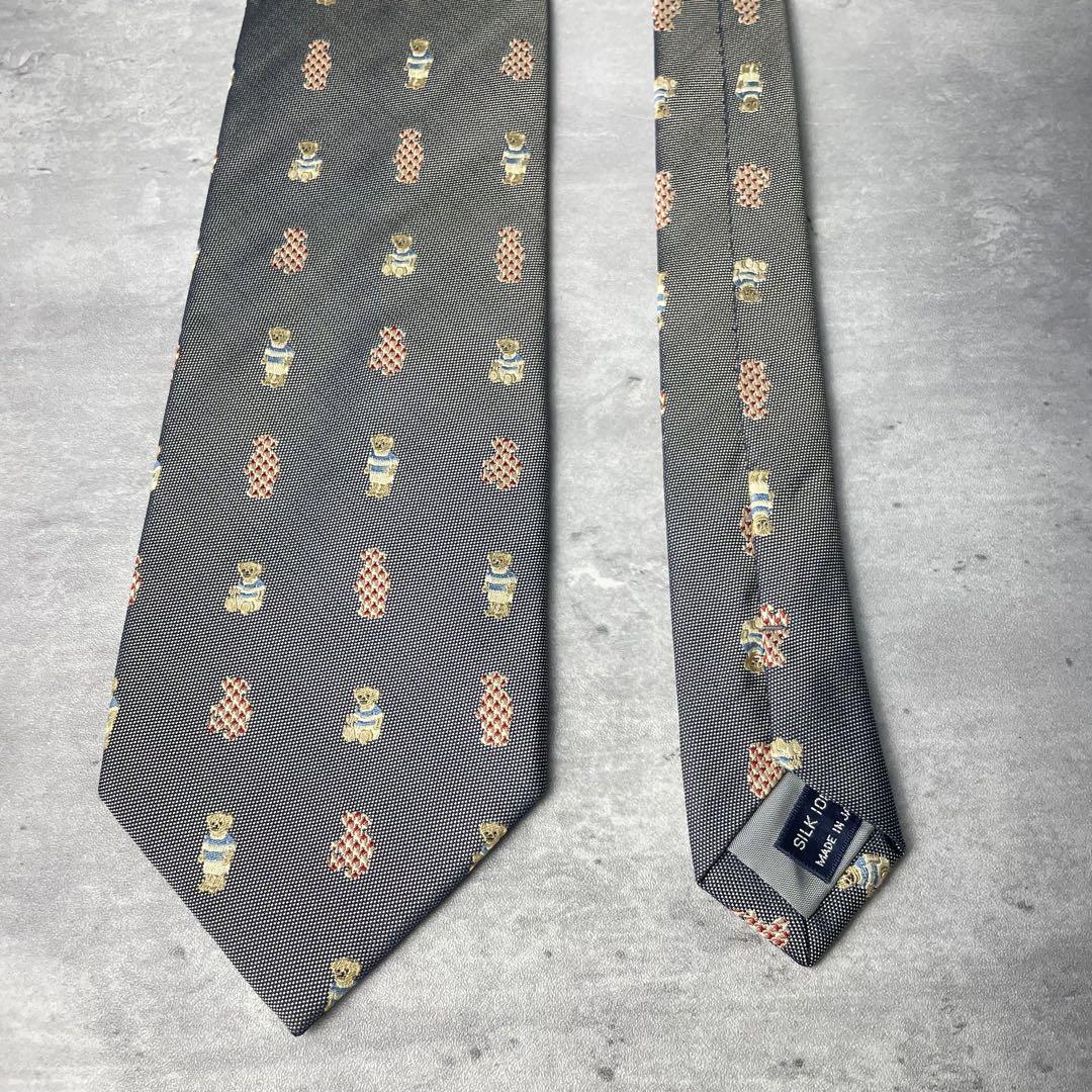 美品 CHAPS RALPH LAUREN ジャガード ポロベア クマ ネクタイ