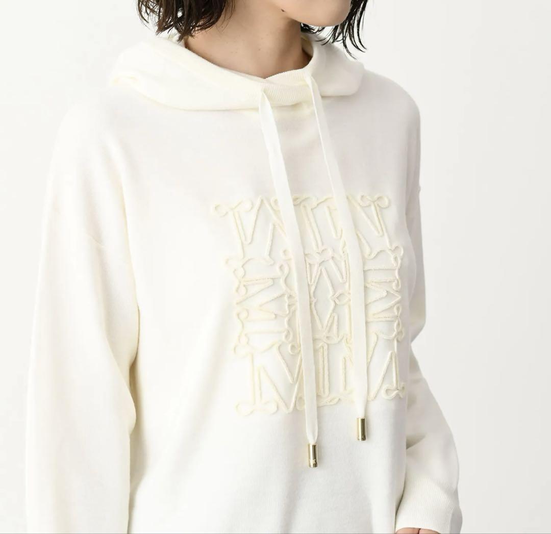 MAX MARA PAMIR スウェットシャツ パーカー パミール ロゴ刺繍シロ