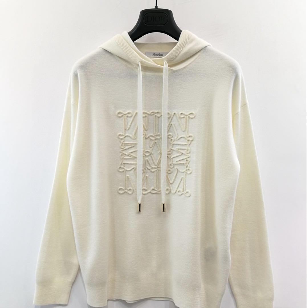 MAX MARA PAMIR スウェットシャツ パーカー パミール ロゴ刺繍シロ