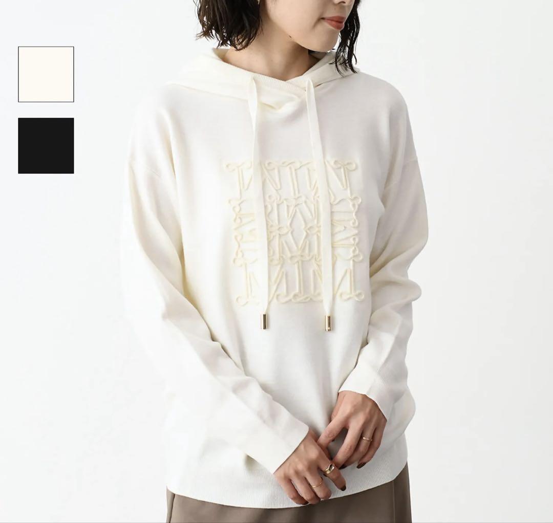 MAX MARA PAMIR スウェットシャツ パーカー パミール ロゴ刺繍シロ