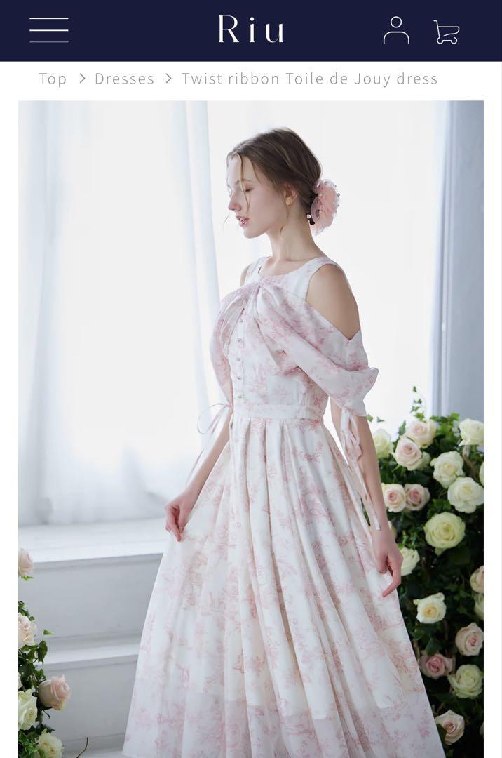 ワンピース Twist ribbon Toile de Jouy dress riu