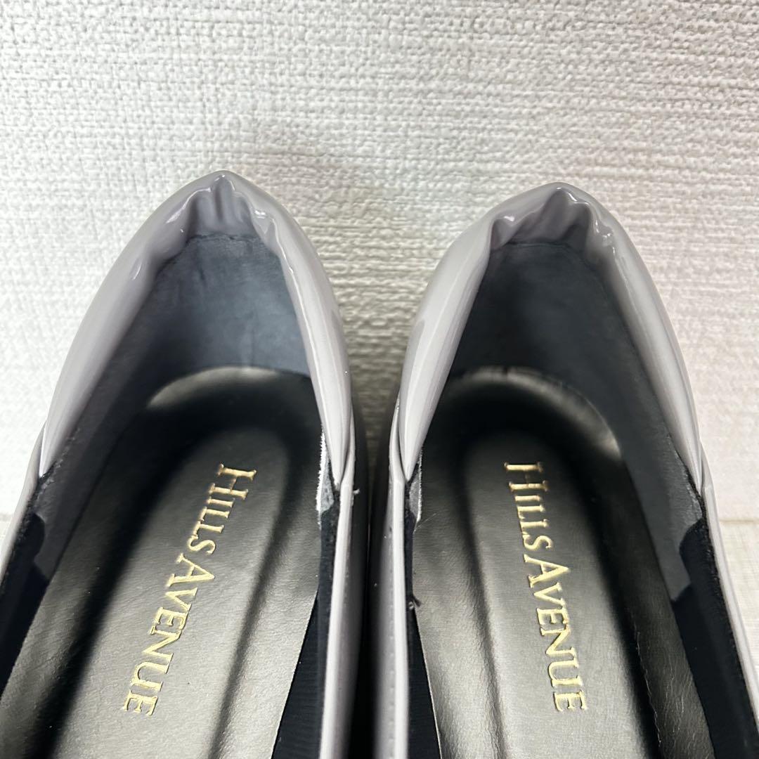 極美品　ヒルズアヴェニュー　ウェッジソールパンプス　ペナ ウェーブソール　リボン