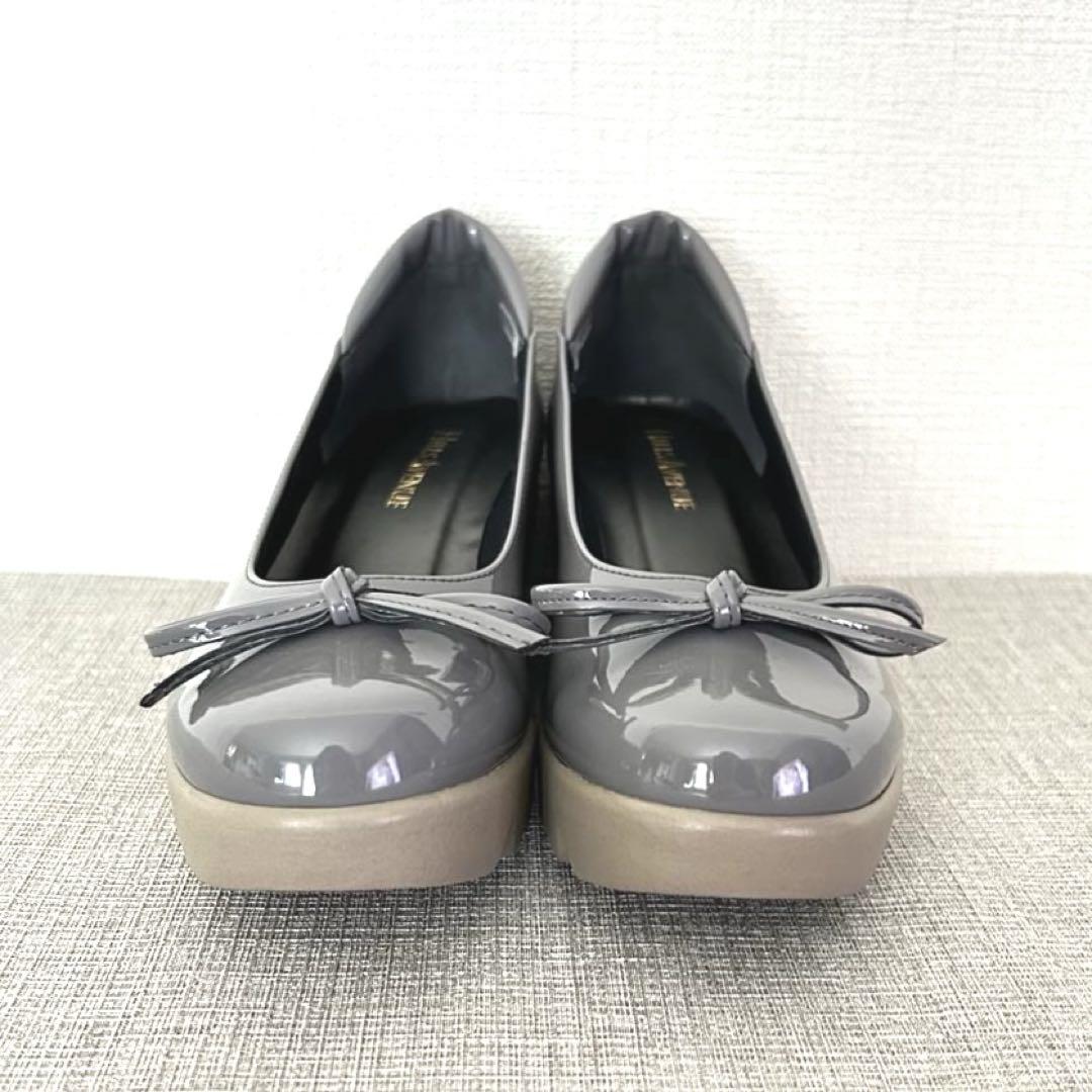 極美品　ヒルズアヴェニュー　ウェッジソールパンプス　ペナ ウェーブソール　リボン