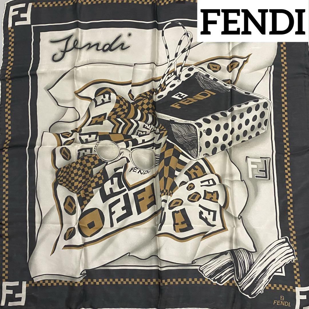 ★FENDI★ スカーフ シフォン ズッカ サングラス バッグ シルク ブラック