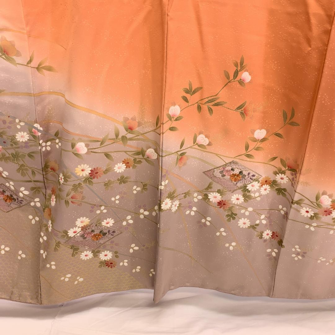【S1167】着物 訪問着・付下 袷 正絹 菊 菱文 刺繍 単品販売♪ 画像6