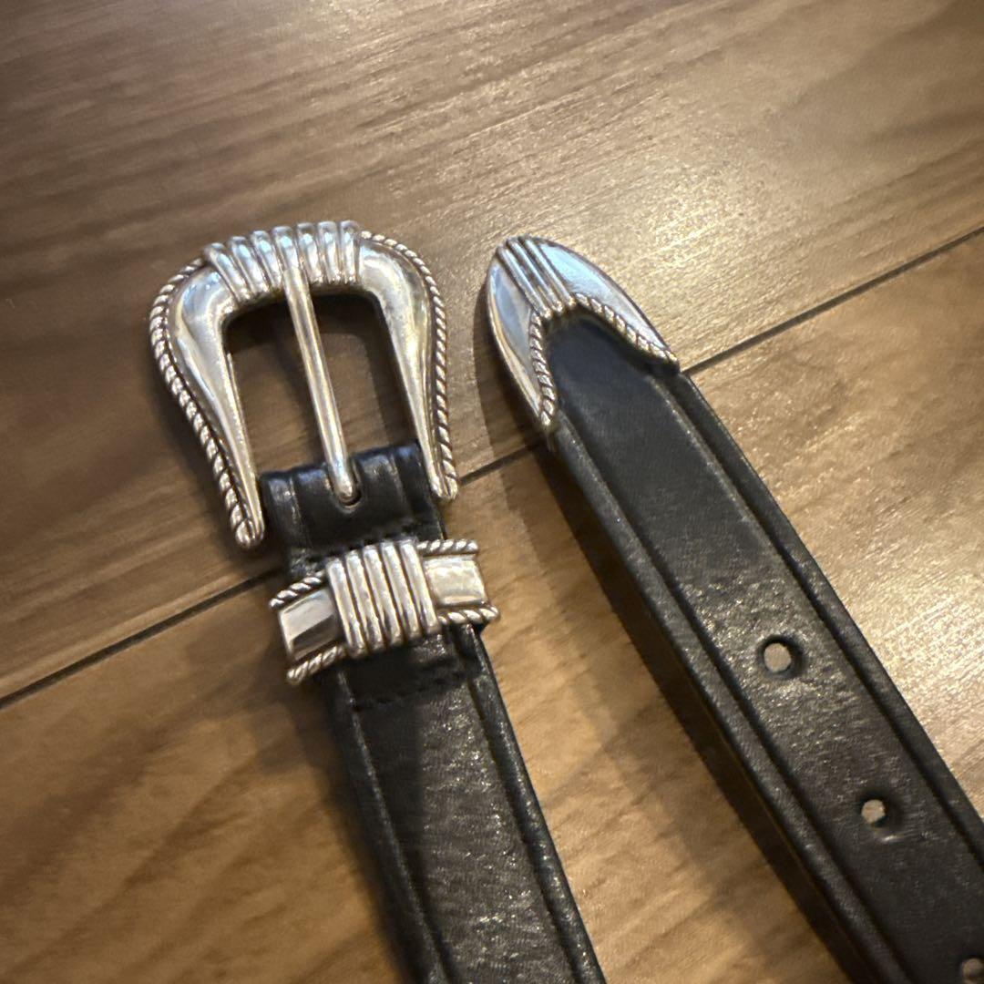 トリーレザー/3-Piece Silver Buckle Belt/ブラック