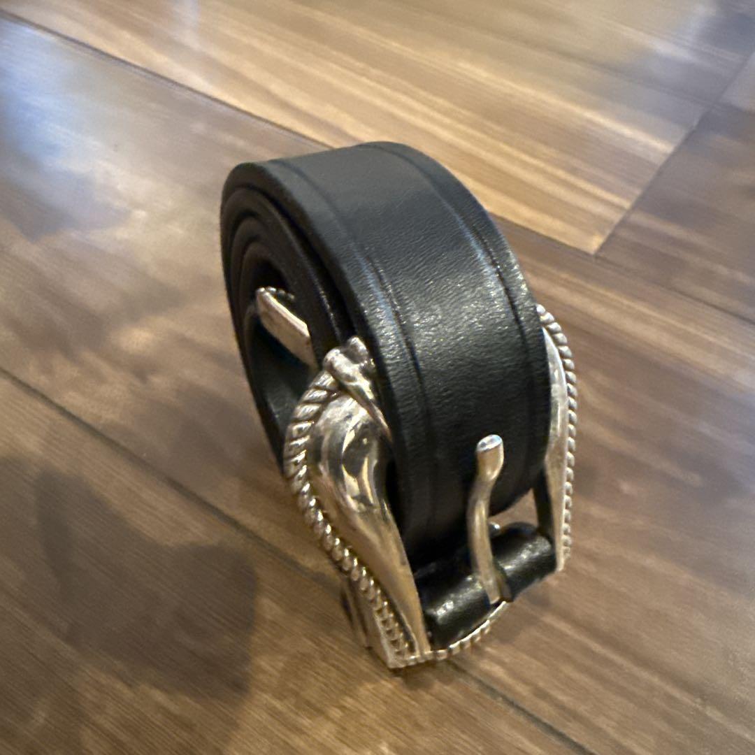 トリーレザー/3-Piece Silver Buckle Belt/ブラック