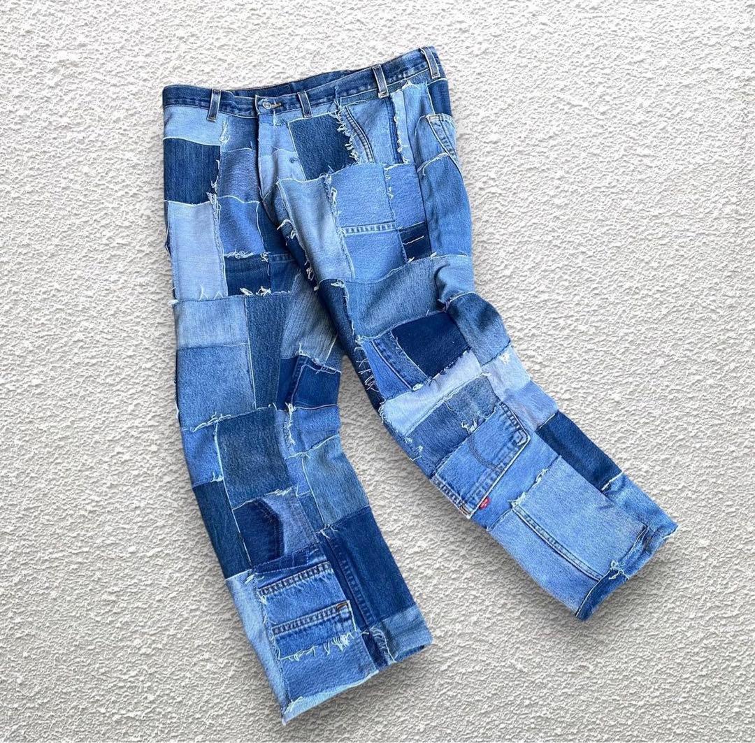 90s〜 ビンテージ リーバイス パッチワークデニム リメイク 速くおよび