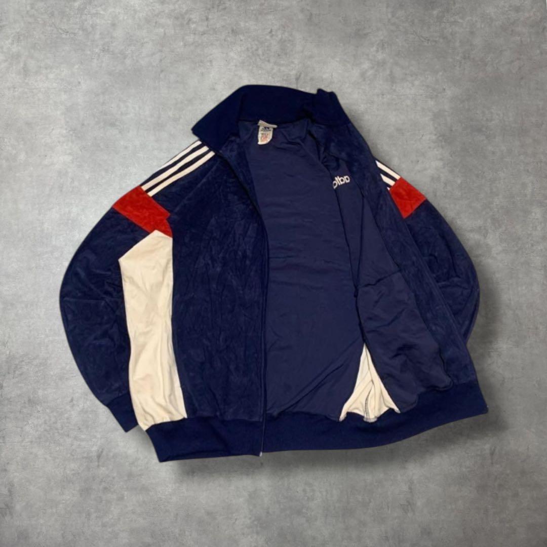 90sアディダスadidas古着ベロアトラックジャケットフランスカラーR631XL(LL)・adidas