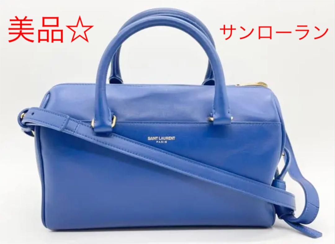 T1367 美品☆ サンローラン ショルダーバッグ 2way レザー ブルー-