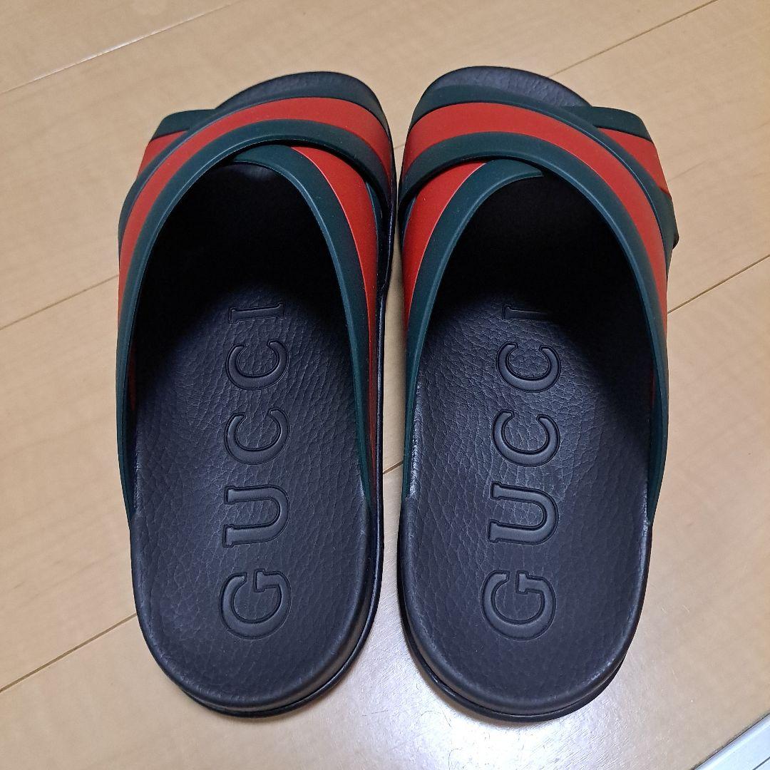 良品✨GUCCI シェリーライン ラバーサンダル グッチ ラバー サンダル 9 メンズ ホワイト 308234 シェリー
