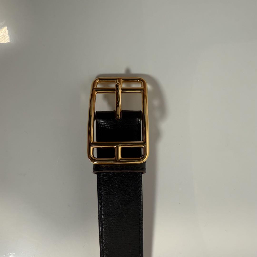 エルメスHERMES ケープコッド　黒レザーベルト ゴールドバックル◻︎G刻印 エルメスHERMES ケープコッド 黒レザーベルト ゴールドバックル