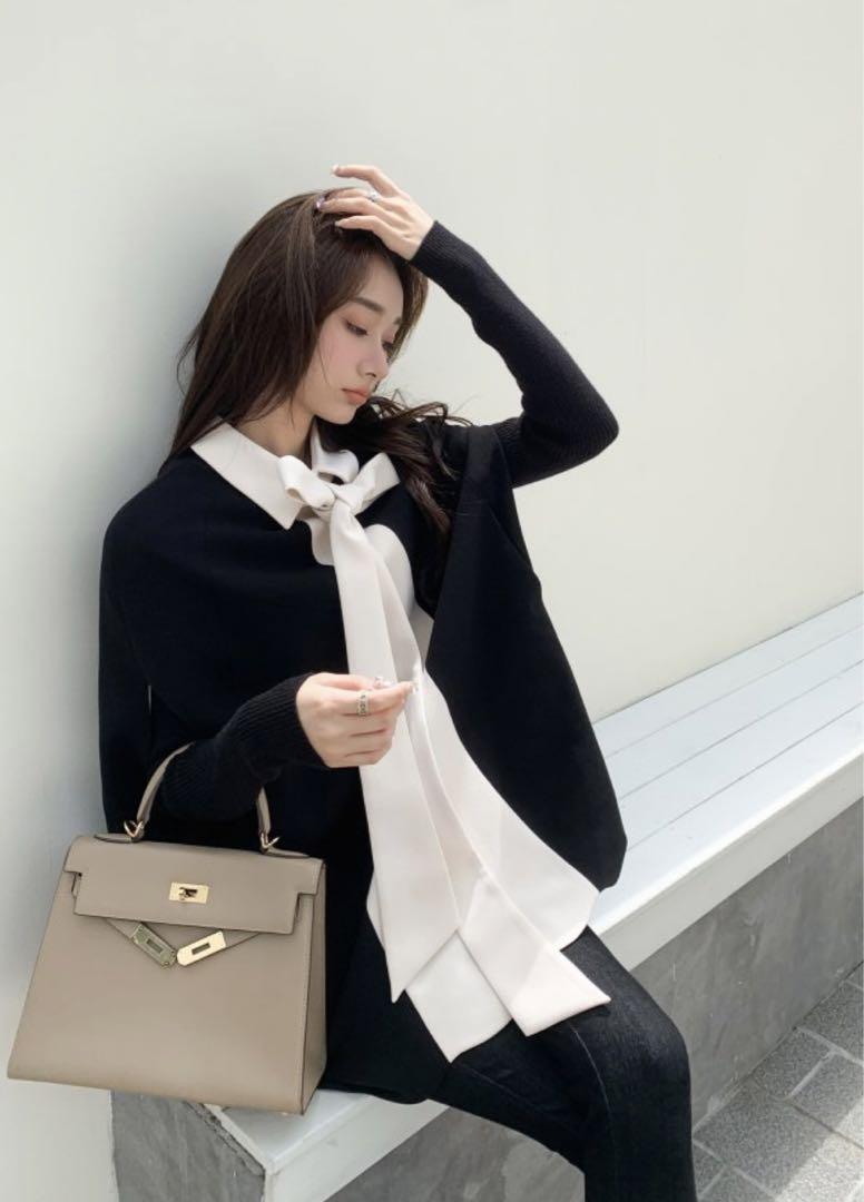 ジャケット・アウター CAPE RIBBON BLOUSE