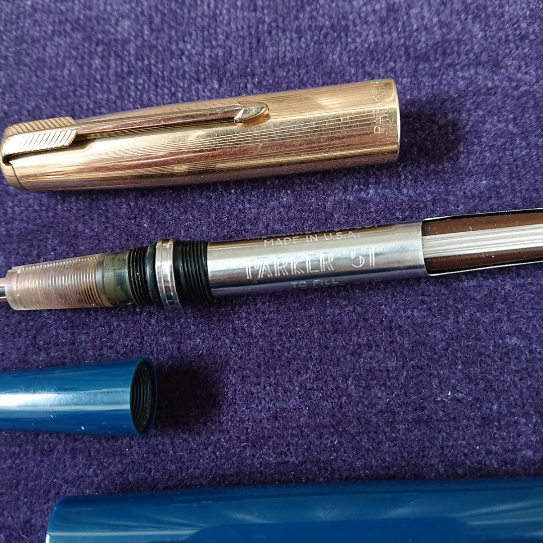 【当時物】PARKER51 パーカー51 万年筆 金キャップ　ビンテージ