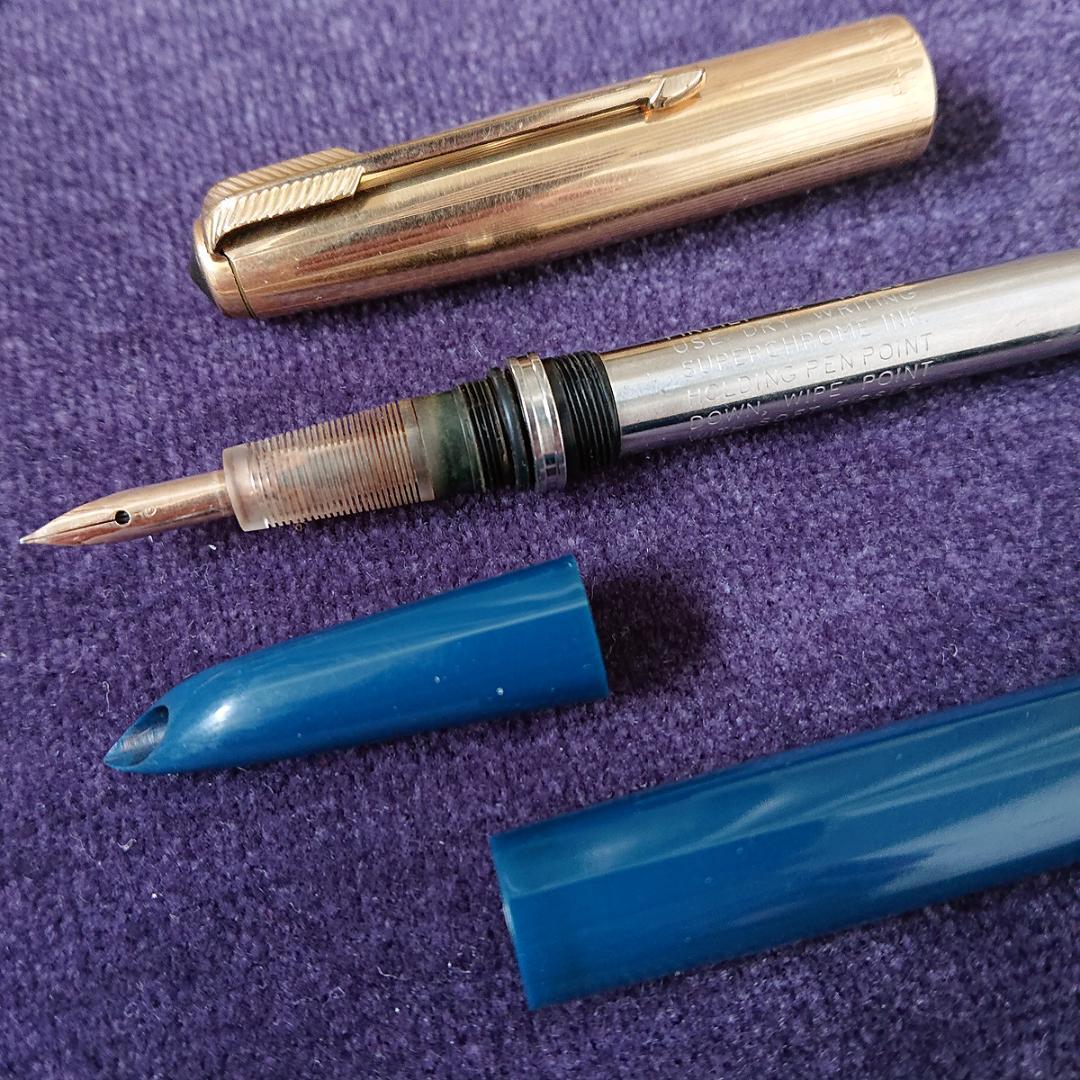 【当時物】PARKER51 パーカー51 万年筆 金キャップ　ビンテージ