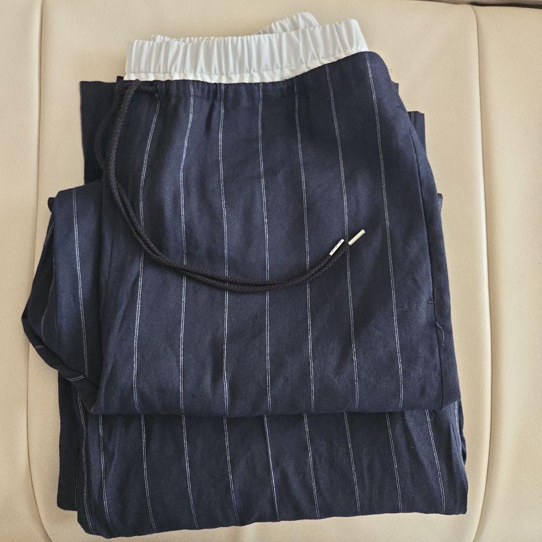 PASSIONE ダブルウエスト ストライプパンツ PASSIONE ダブルウエスト ストライプパンツ