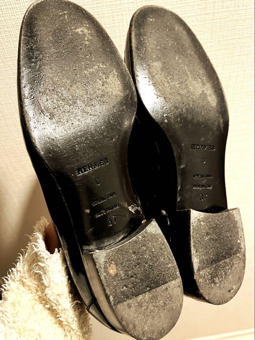 ⭐︎HERMES エルメス ブラック レザー ローファー