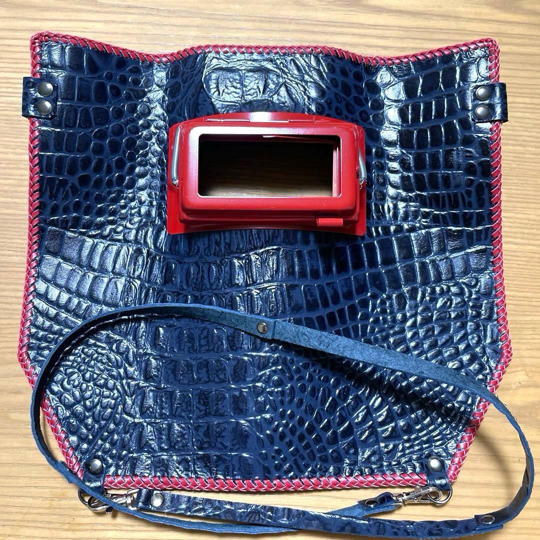 皮面 革面 溶接面 クロコ型押しダークネイビー