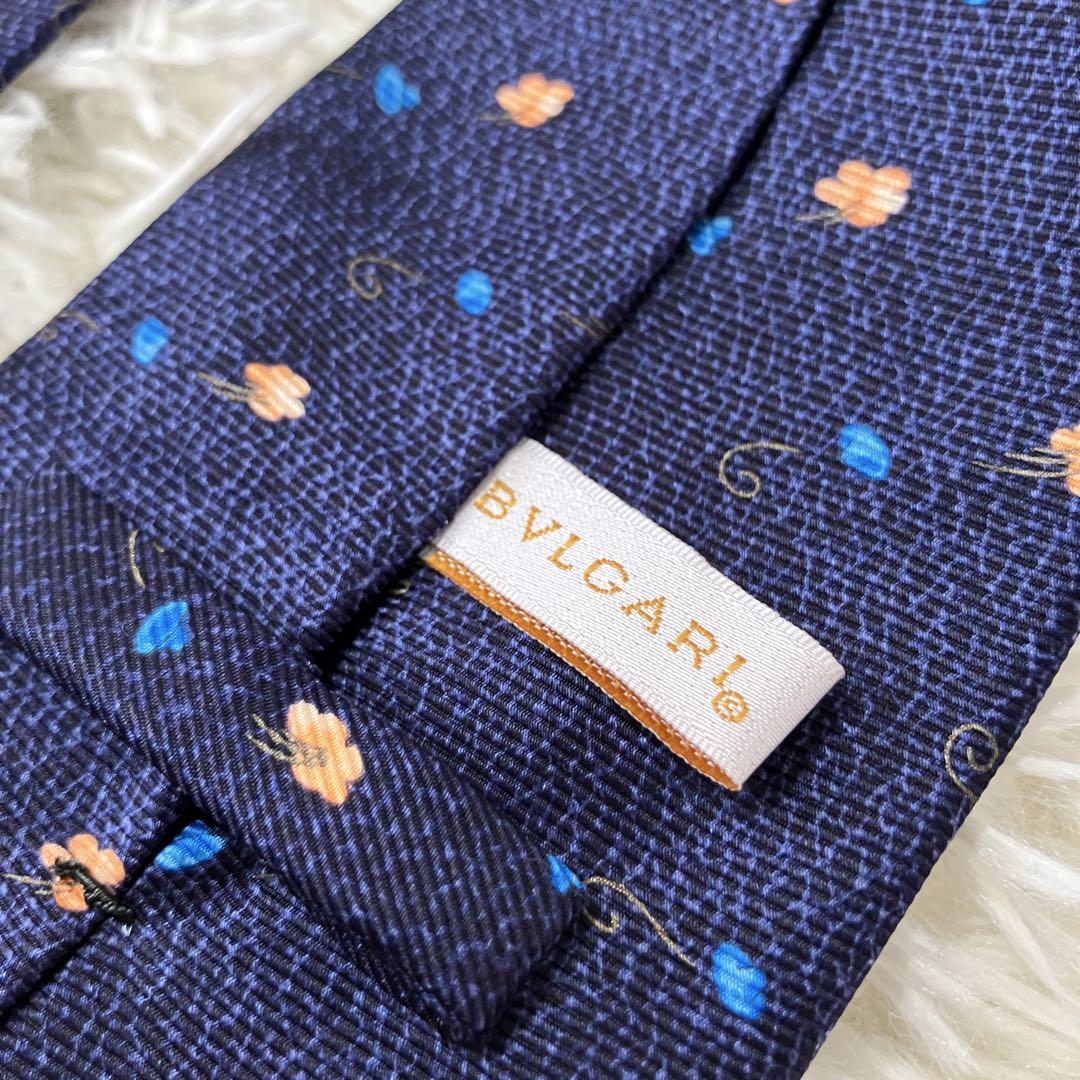 BVLGARI ブルガリ セッテピエゲ ネクタイ ネイビー シルク イタリア製