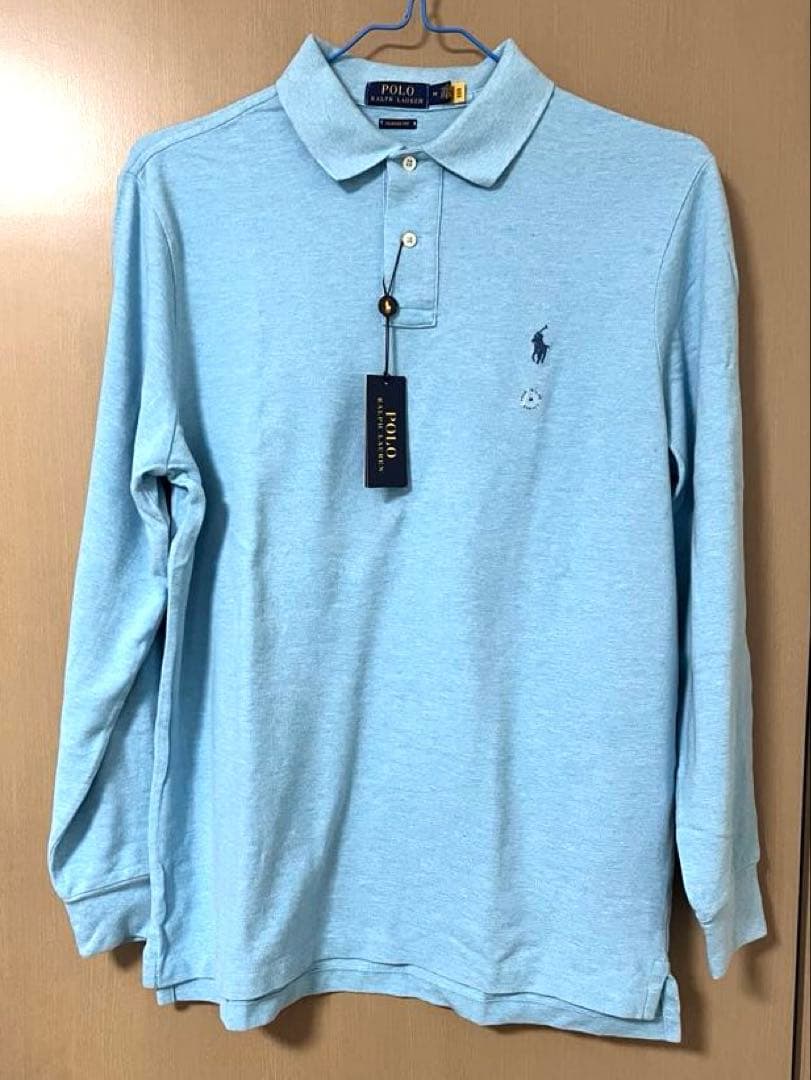 【新品】 ポロ Polo Ralph Lauren 水色 長袖 ポロシャツ M⭐️