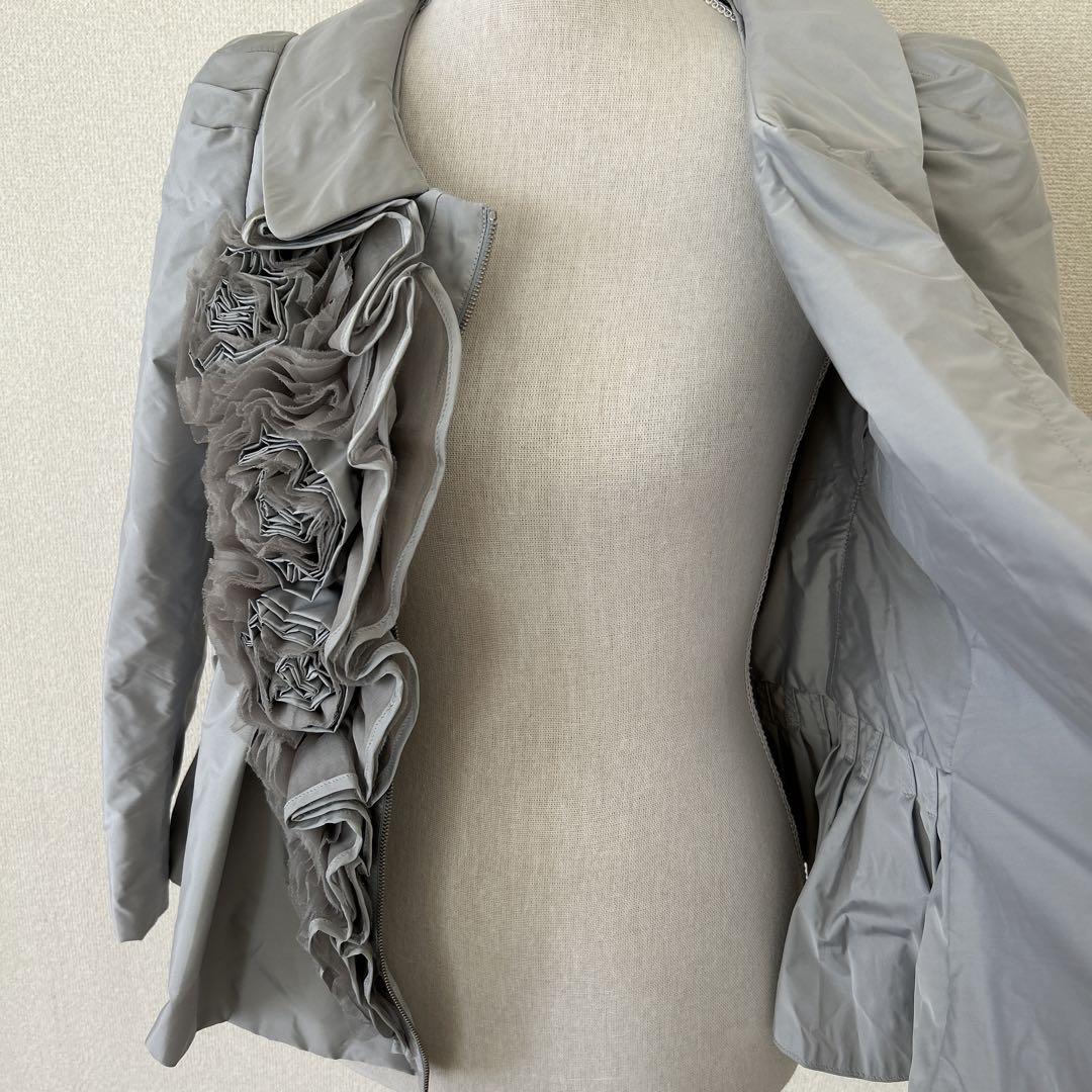 【送料込】 ERMANNO SCERVINO 花フリルジップジャケット ジャケット・アウター