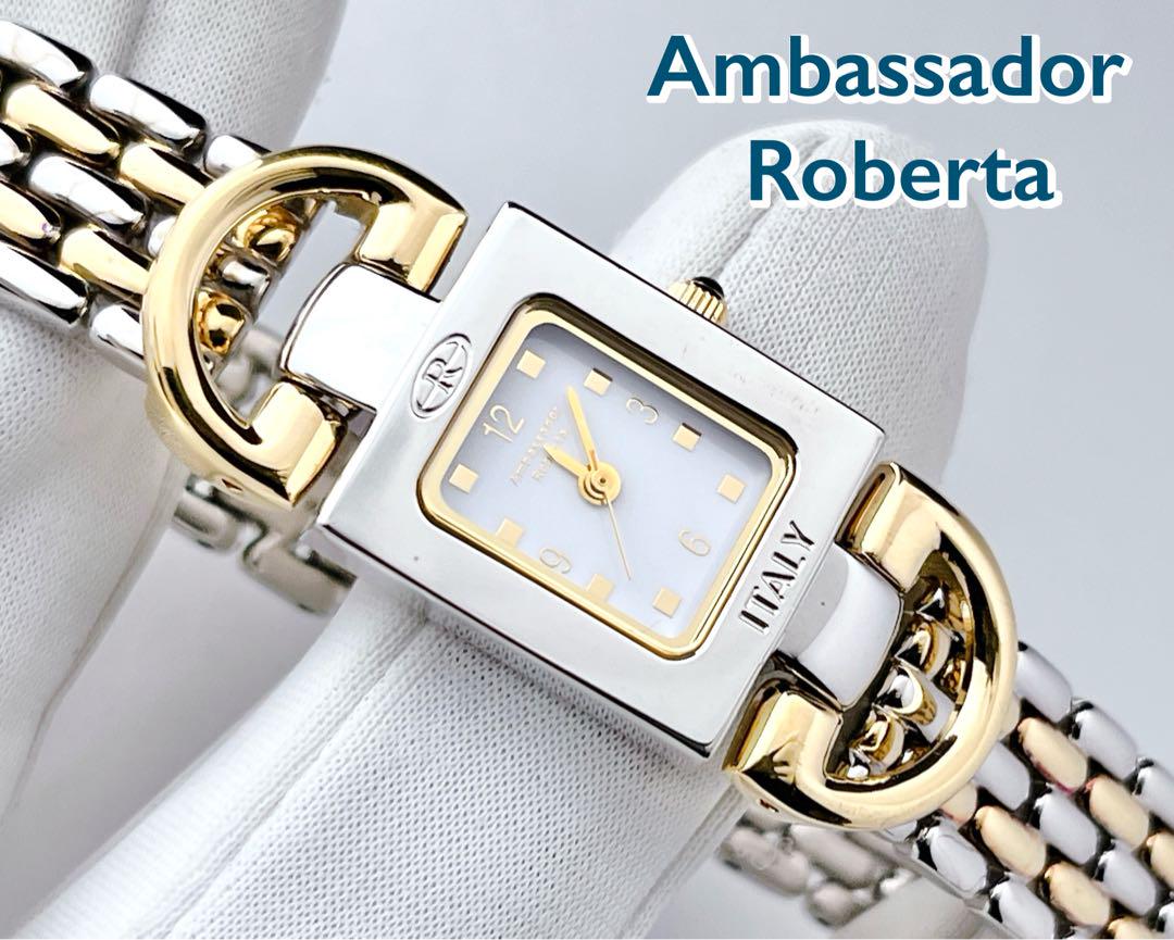 Ambassador Roberta レディース腕時計 スクエア型 コンビカラー
