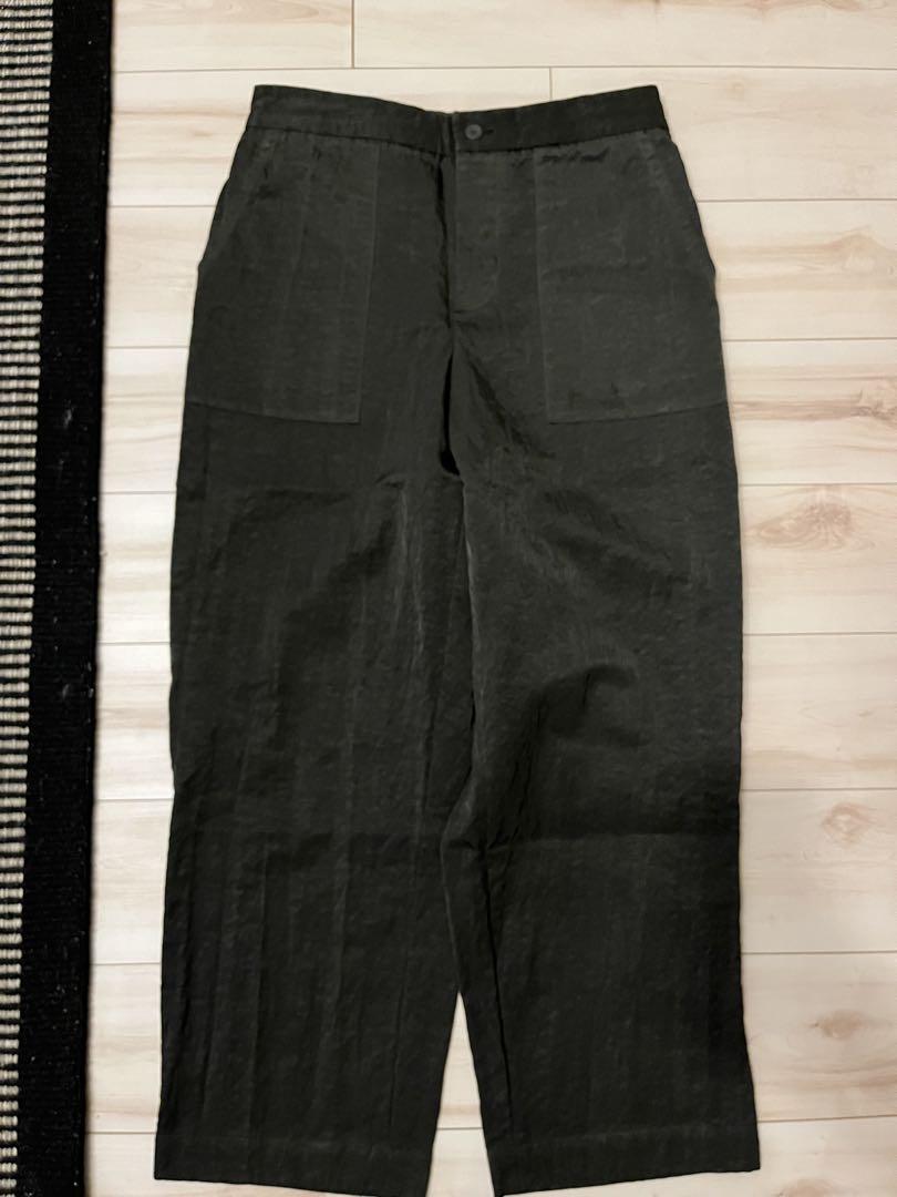 パンツ ATON shrink nylon oversized baker pants