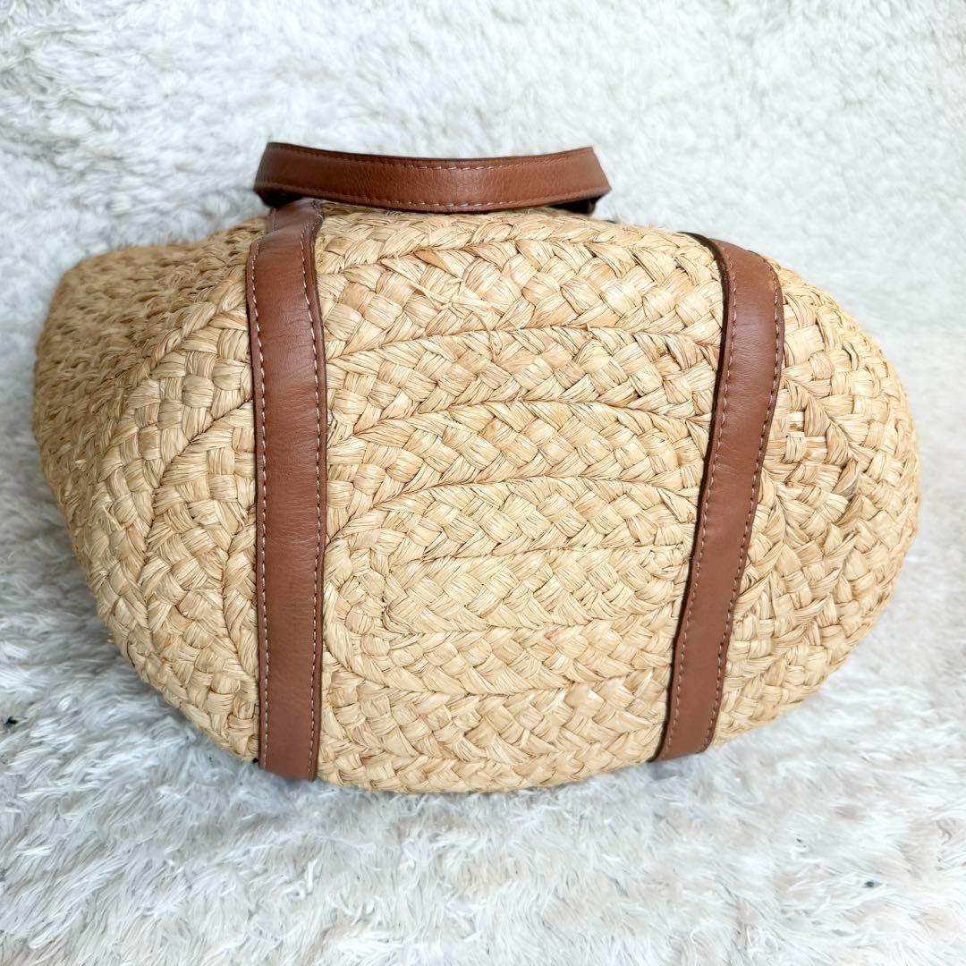 大容量&極美品】ヘレンカミンスキー ラフィア かごバッグ レザー